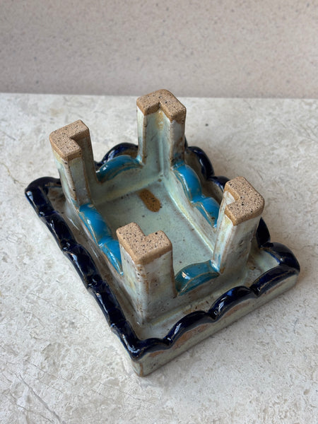 CERAMIC STAND - Handmade Mini-Table With Scalloped Detail